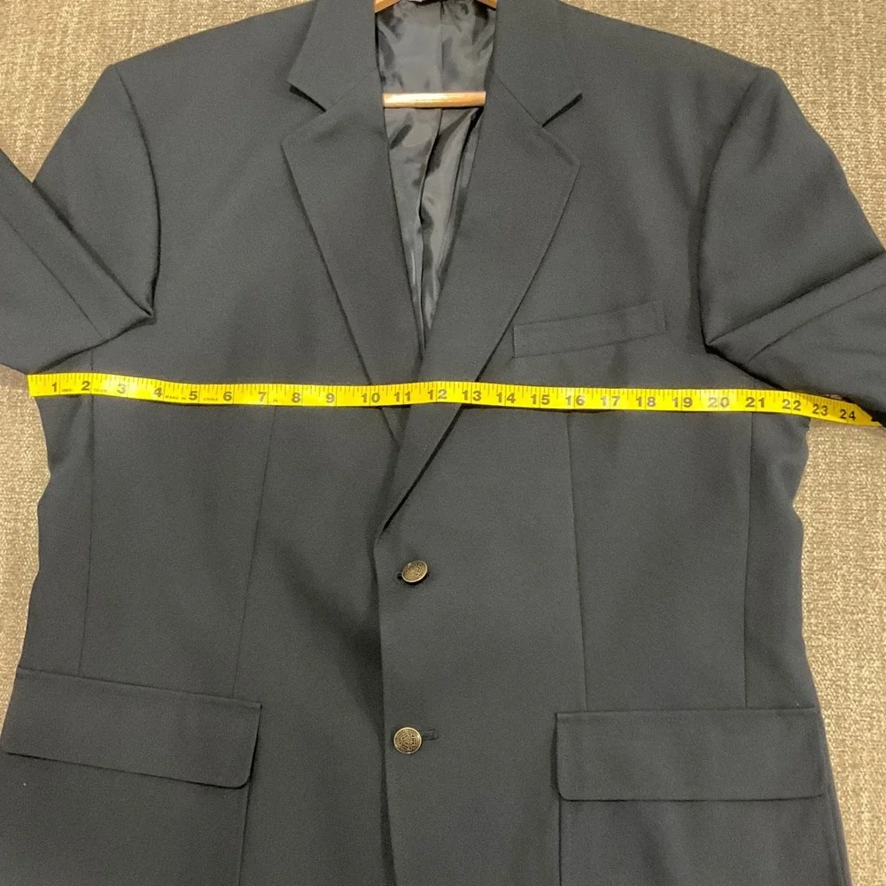Edwards 2-Button Blazer Suit Jacket Sport Coat‎ Textured Woven Blue Navy 42R